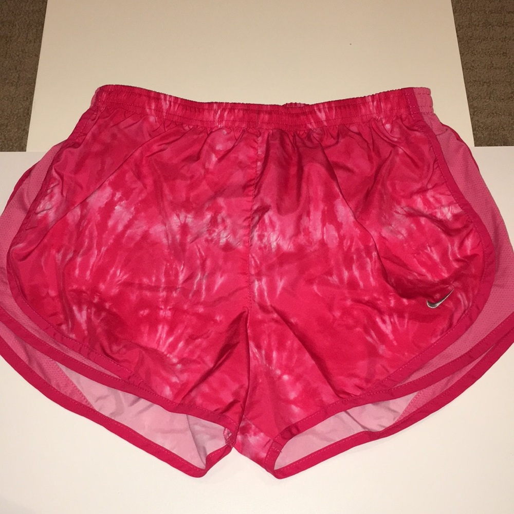 Nike Dri-fit red tie dyed workout shorts